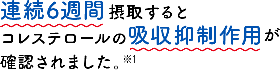 連続6週間摂取するとコレステロールの吸収抑制作用が確認されました。※1